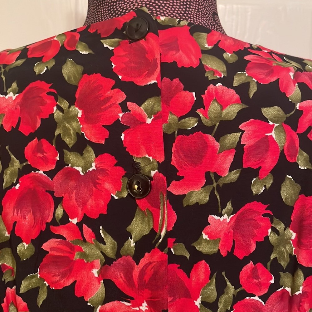 Vintage John Roberts 80’s Short Sleeve Floral Dress w/ shoulder pads Size 9/10 - Picture 5 of 11